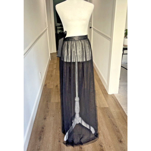 Sheer Maxi Skirt Black Whimsigoth Witchy Wrap Tie Goth Steampunk Cover Up Cape - Picture 1 of 13